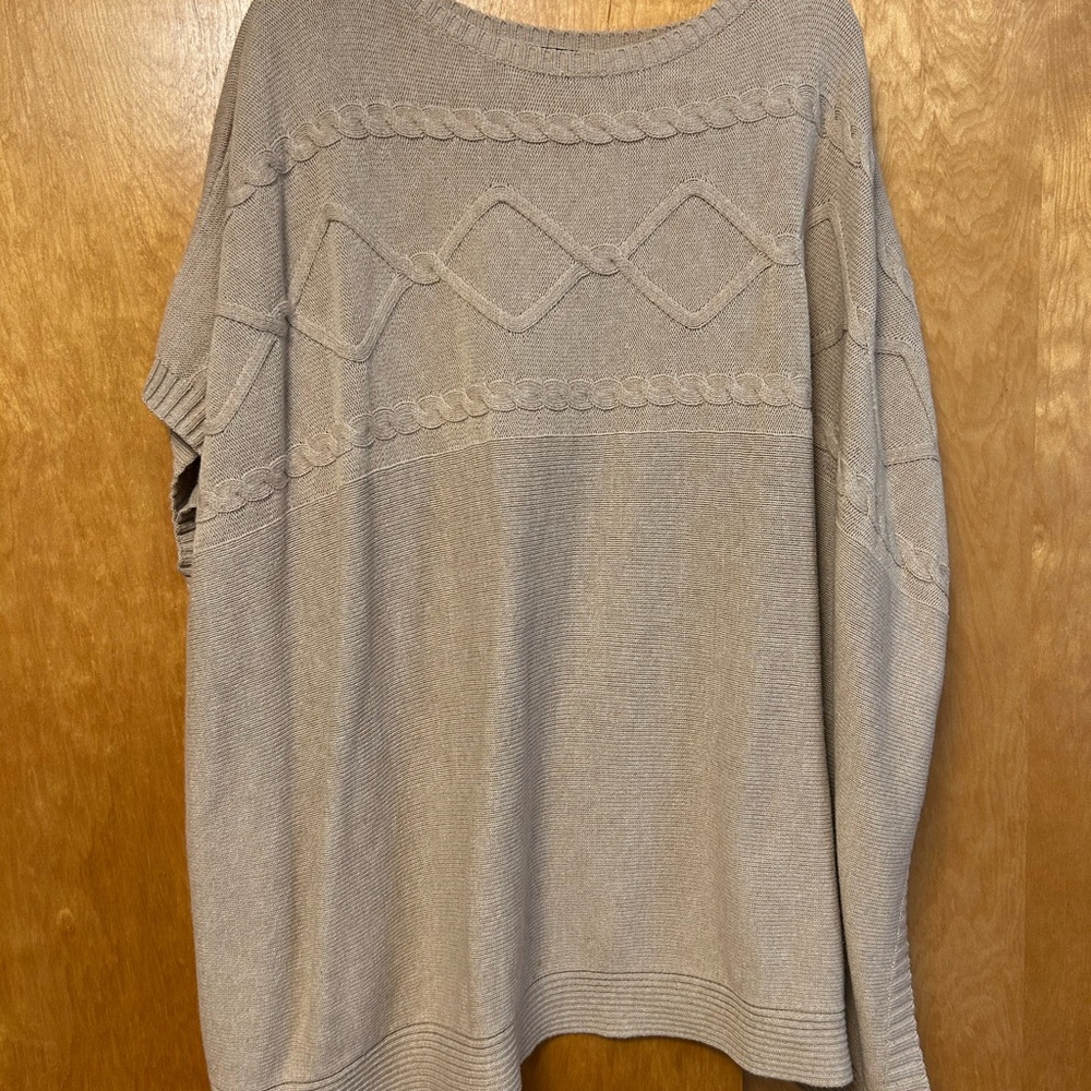 Chaps Tan Crew Neck Sweater with Relaxed Fit